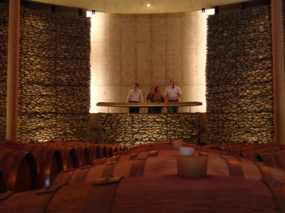 overlooking the barrel room at Matetic